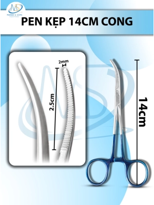 Pen kẹp cong 14cm, đầu D2.5cm R2mm