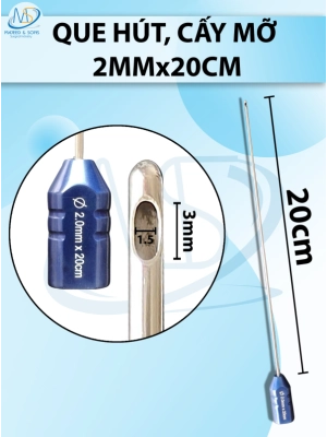 Que hút mỡ 1 lỗ 2mmx20cm, lỗ D3 R1,5