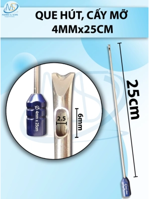 Que hút mỡ 1 lỗ có đầu tách mô 4mmx25cm D6 R2,5