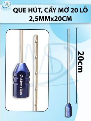 Que hút mỡ cấy 20 lỗ, que hút lỗ sắc bén cắt mỡ tốt 2,5mmx20cm