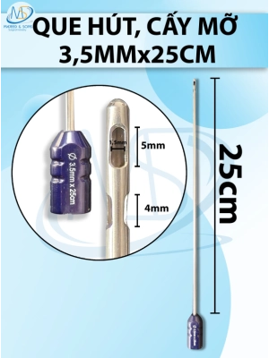 Que hút mỡ , dụng cụ hút mỡ 3,5mmx25cm, 3lỗ R1,5 D5 D4