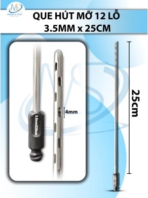 Que hút mỡ, kim hút  12 lỗ 3.5mmx25cm, lỗ r1.5 D4