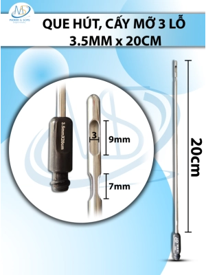 Que hút mỡ, kim hút  3 lỗ 3.5mmx20cm, lỗ R3 D9 D7