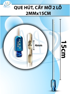 Que hút mỡ, kim hút mỡ  2 lỗ 2mmx15cm,lỗ 2x4mm