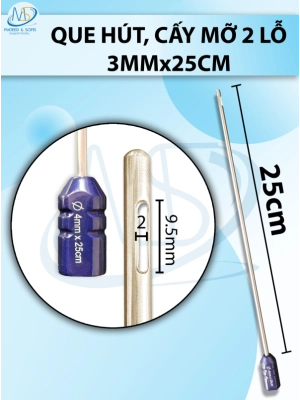 Que hút mỡ, kim hút mỡ 2 lỗ 3mmx25cm ,lỗ D9,5 R2