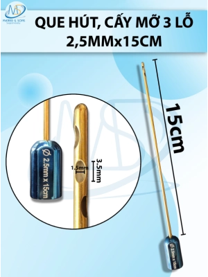 Que hút mỡ, kim hút mỡ 3 lỗ 2.5mmx15cm,lỗ R1,5 D3,5