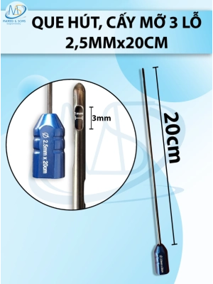 Que hút mỡ , kim hút mỡ 3 lỗ 2,5mmx20cm,ỗ d3 r1