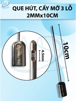 Que hút mỡ, kim hút mỡ 3 lỗ 2mmx10cm, 3ỗ D4,5 R1
