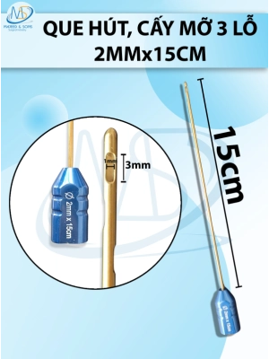 Que hút mỡ, kim hút mỡ 3 lỗ 2mmx15cm, lỗ 3 lỗ d3 r1