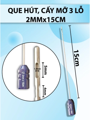 Que hút mỡ, kim hút mỡ 3 lỗ 2mmx15cm,lỗ R1,5 D5 D4 ống bạc