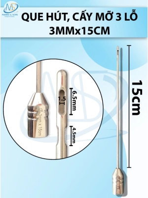 que hút mỡ, kim hút mỡ 3 lỗ 3mmx 15cm, lỗ R1,5 D6,5 D4,5