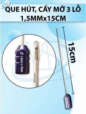 Que hút mỡ, kim hút mỡ 3 lỗ1,5mmx15cm