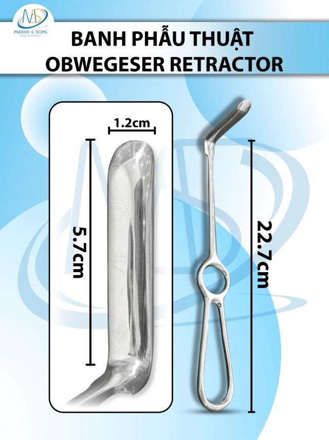 banh phẫu thuật Obwegeser Retractor, banh phẫu thuật hàm mặt 22.7cm LỚN VỪA D5.7cm r1.2cm