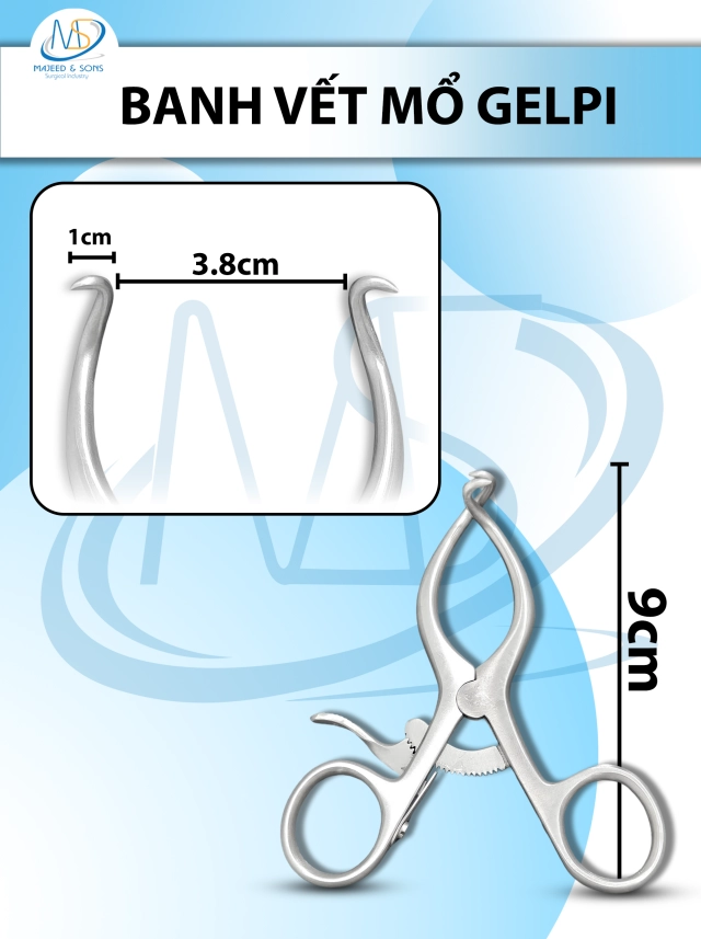 Banh vết mổ Gelpi 9cm đầu D1cm R3.8cm, banh tự giữ