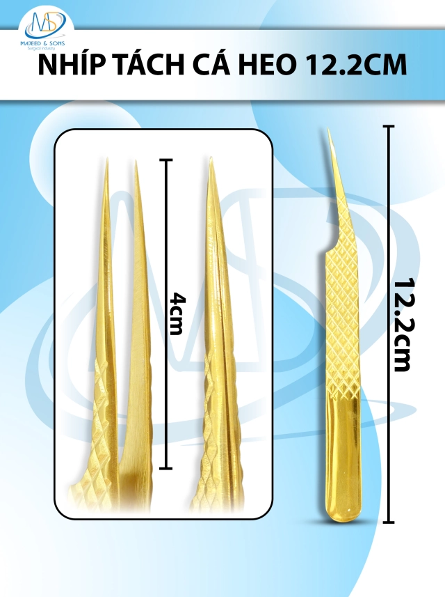 Bộ nhíp nối mi, nhíp tách cá heo 12.2cm D4cm ( BAO TEST) đầu khít gắp siêu nhẹ