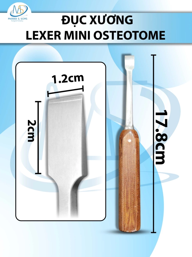 Đục xương, Đục Lexer Mini Osteotome dài 17.8cm d2cm r1.2cm