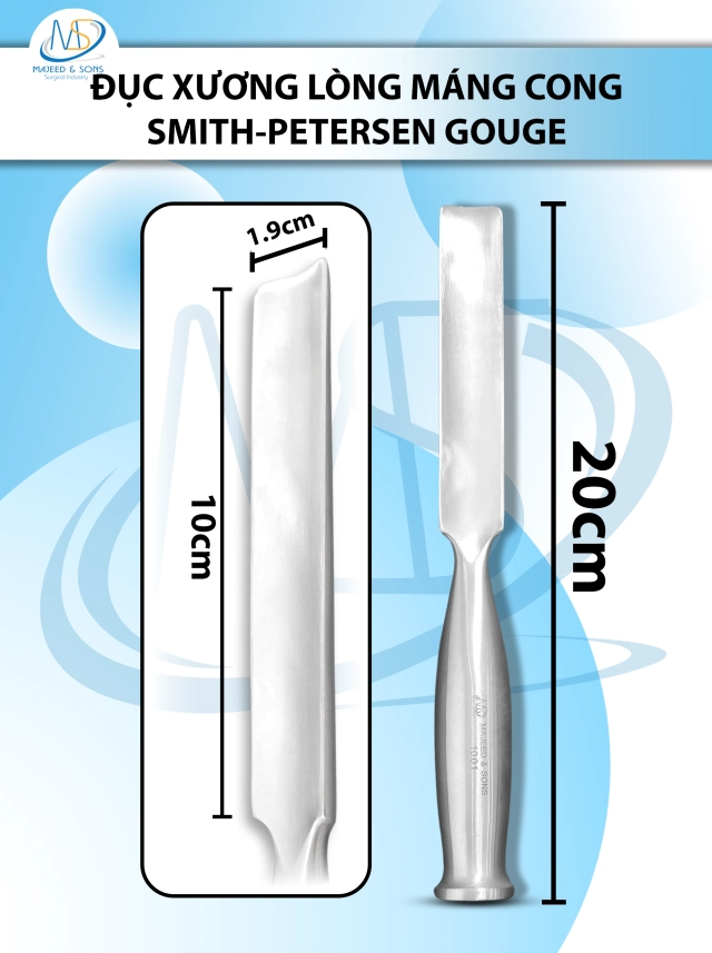 Đục xương lòng máng  Smith-Petersen gouge 20cm D10cm R1.9cm 244g