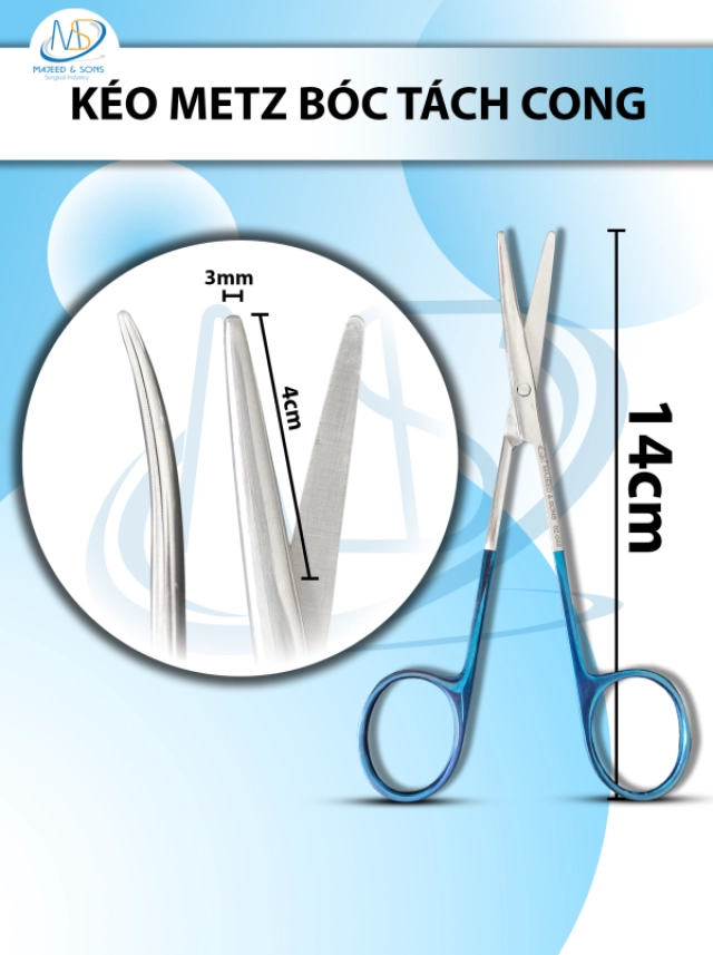 Đục phẫu thuật xương Smith-Petersen Gouge 20cm lòng máng cong,  đầu D10cm R1.4cm nặng 217g