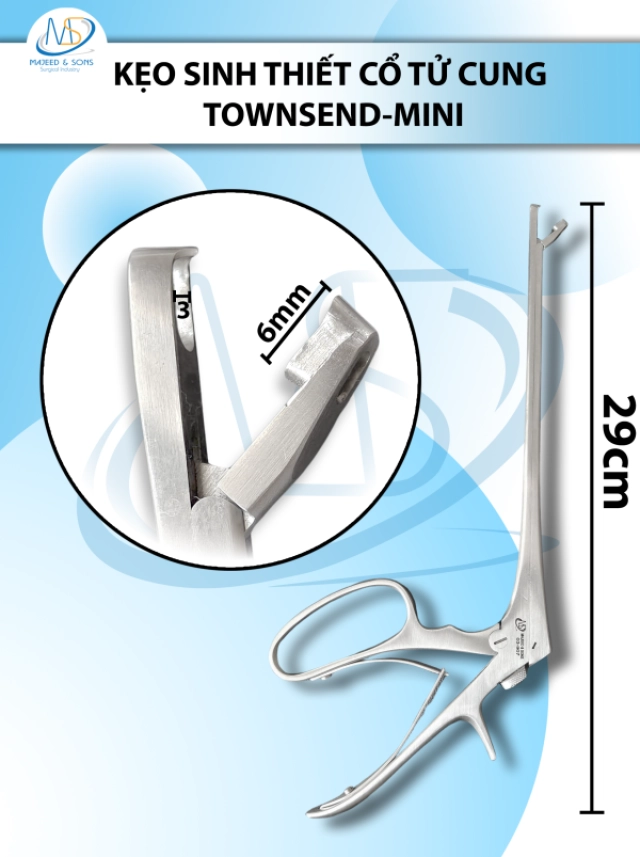 Kẹp sinh thiết cổ tử cung Townsend-Mini Đầu to ( Dài 29cm D6mm R3mm) đầu nhỏ ( dài 29cm D5mm R2mm)