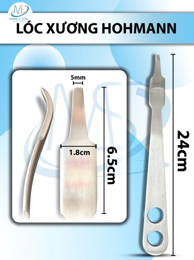 Kẹp chỉnh vách ngăn mũi có hàm cắt xuyên dài 18,5cm công thái học, đầu kẹp d2cmxr3,5mm cong 4cm