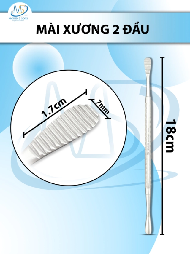 Mài xương 2 đầu thẳng 18cm, đầu D1.7cm R7mm