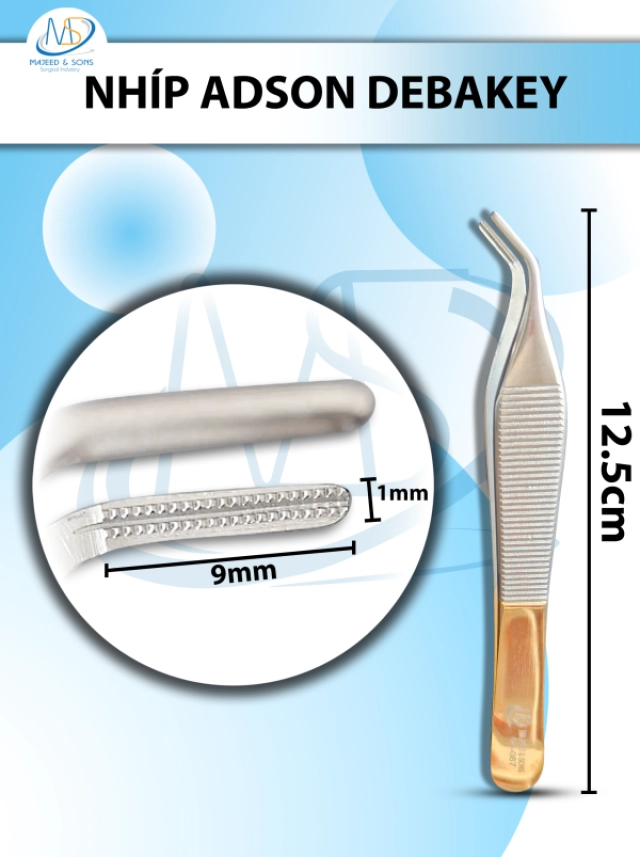 Kìm gặm xương, Kẹp chỉnh hình cột sống Dài 21.5cm,chiều dài làm việc 14cm, đầu gặm ngang D1cmxr2.5mm